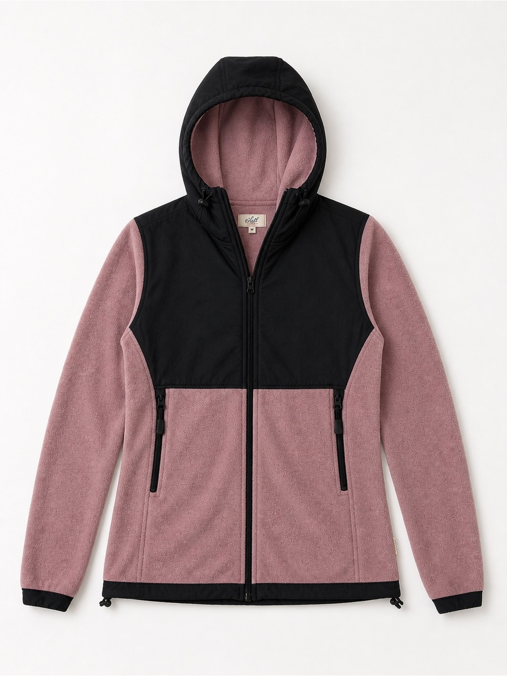 Women's Colorblock Hooded Fleece Jacket - Mauve/Black